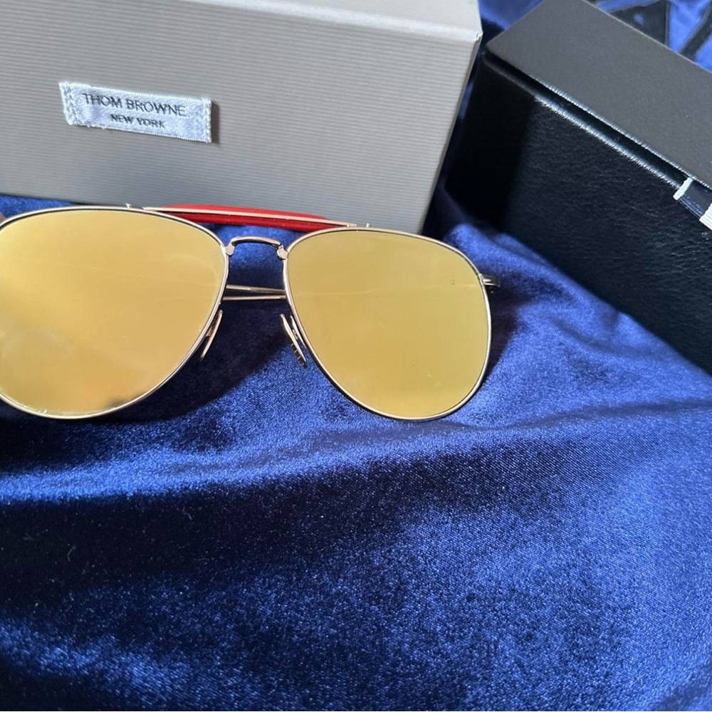 Thom Browne Gold-Tinted Aviator Glasses